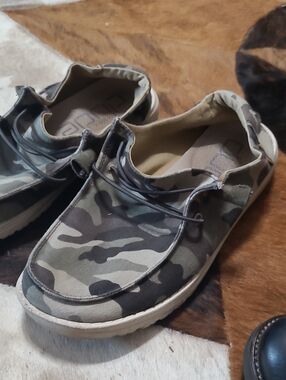 Hey Dude Women's Olive Camo Slip-On Loafers